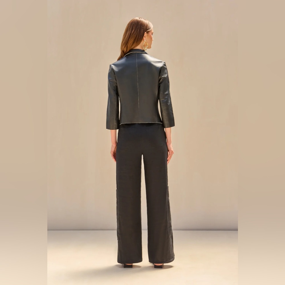 Cult Gaia Layton Black Leather Jacket Blazer - Picture 4 of 11